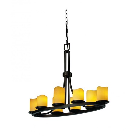 Justice Design Group CNDL-8751-10-CREM-DBRZ Candlearia Collection Dakota 8-Light Oval Ring Chandelier